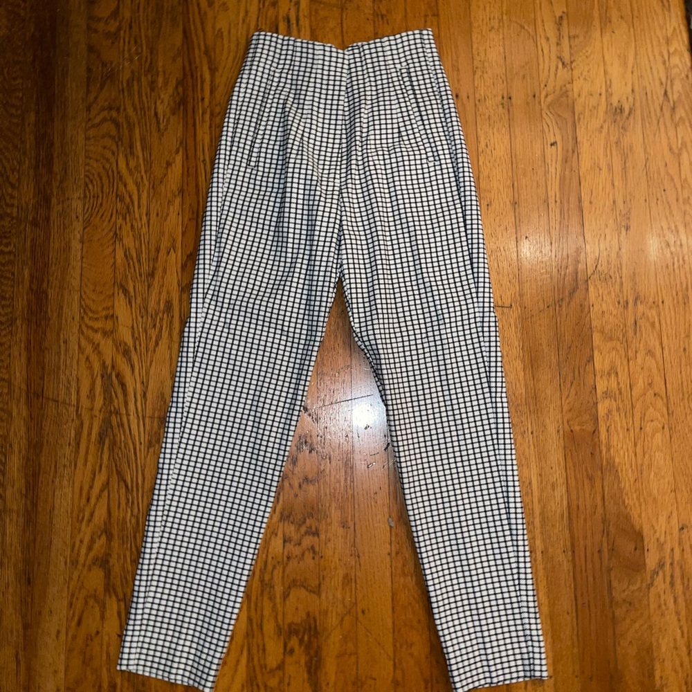 Black and white checkered high waisted pants ZARA